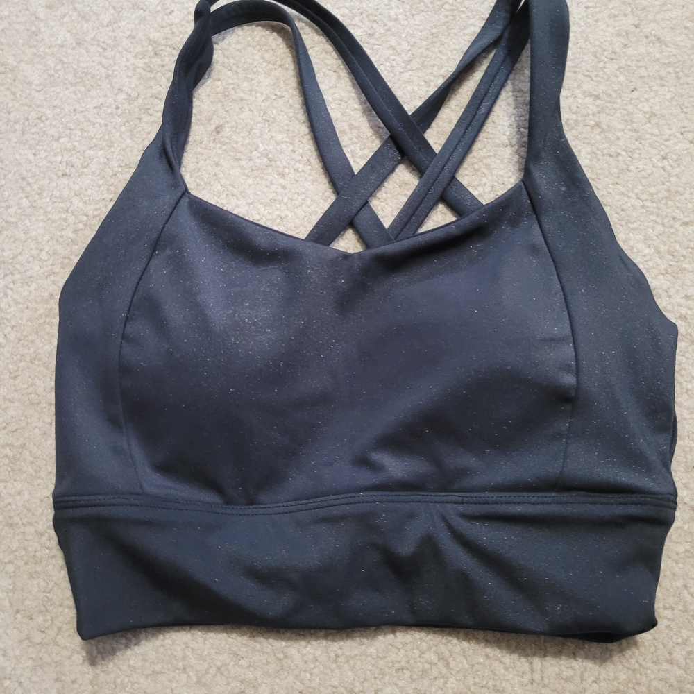 BuffBunny Twilight Black Shimmer Crisscross Sports Bra